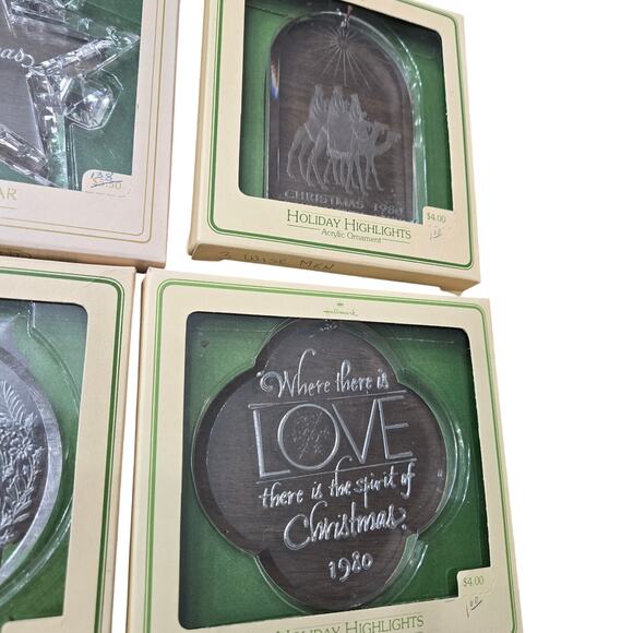 Vintage Hallmark 1980s Acrylic Christmas Ornaments Set - Picture 2 of 4